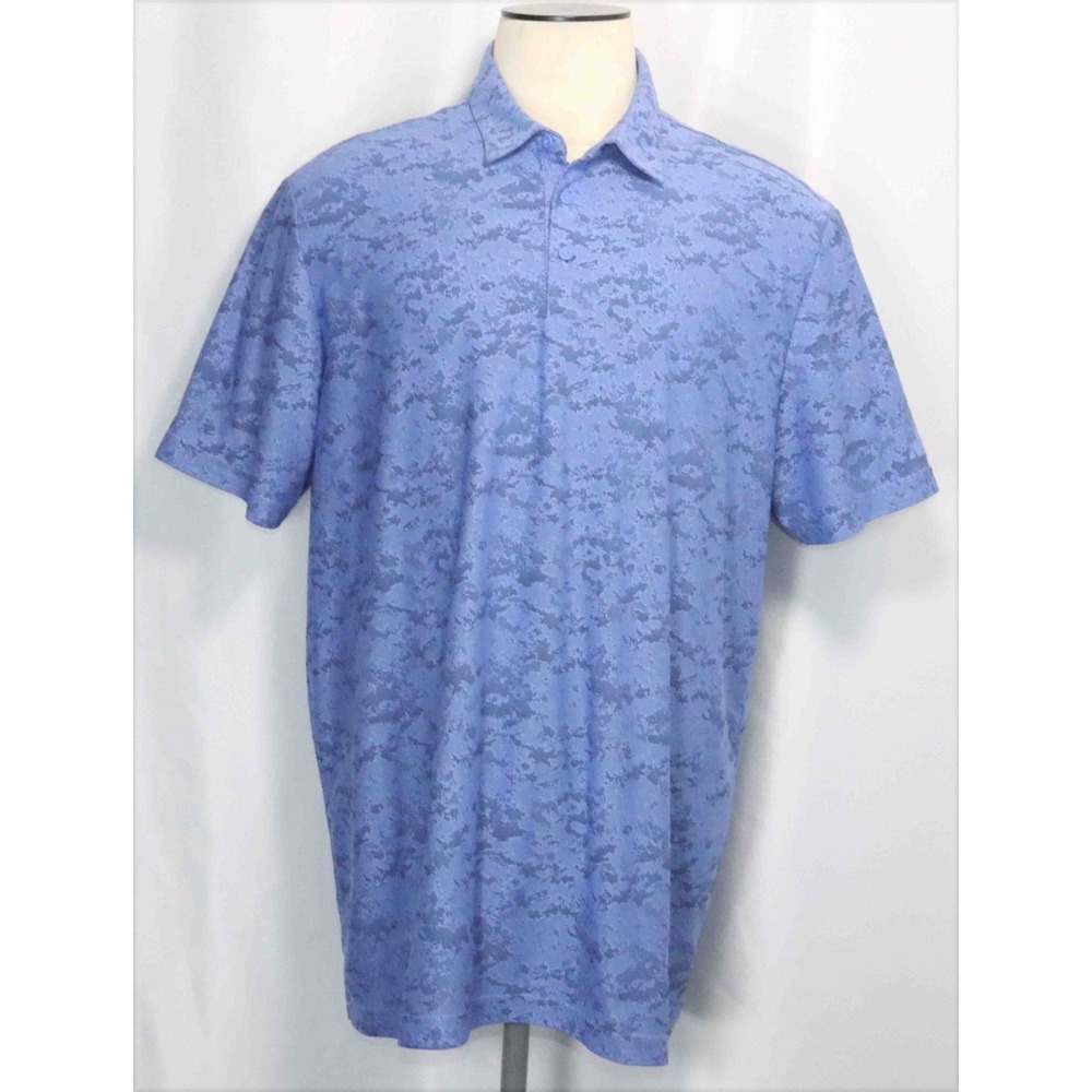 Adidas Blue‎ Vented Camo Polyester Golf  Polo Shirt AD4001 Mens Size 2XL
